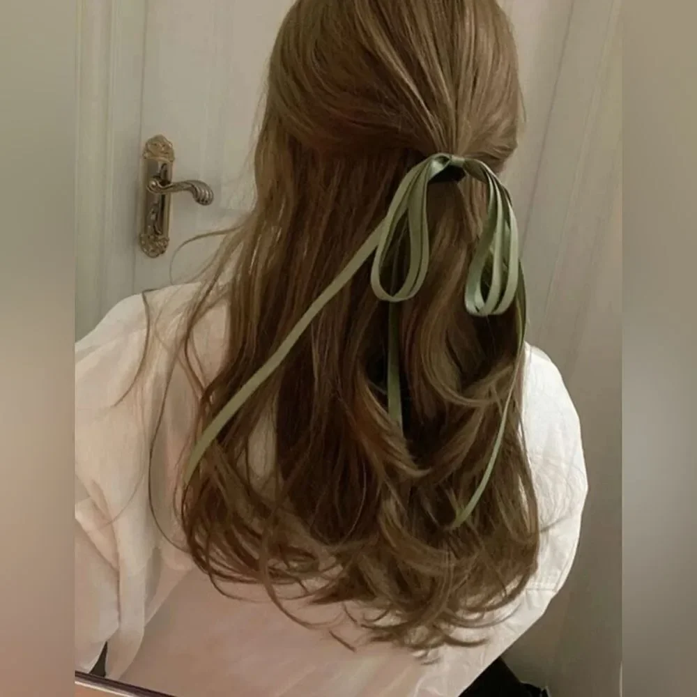 Green bow hair band #1431